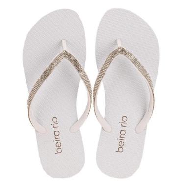 Imagem de Chinelo Feminino Dedo Beira Rio Brilho Conforto Leve 8449503, Branco, 