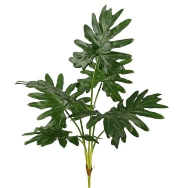 Imagem de Rikyo Filodendro artificial realista de 68,5 cm, folhas artificiais pintadas à mão com 7 troncos, folhas verdes, plantas tropicais falsas, palmeira grande para cozinha, festa, arranjo floral, planta
