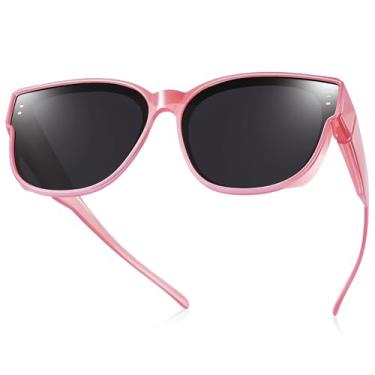 Imagem de Br'Guras Óculos de sol com ajuste polarizado para mulheres e homens, óculos escuros quadrados modernos com proteção UV para dirigir (pêssego, preto)