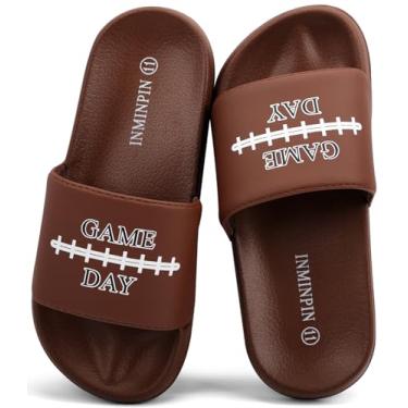 Imagem de INMINPIN Sandália infantil para meninos e meninas, com sprots de bola, ultraconfortável, praia, piscina, chuveiro, escorregador doméstico, ambientes internos e externos para fãs de esportes, Café