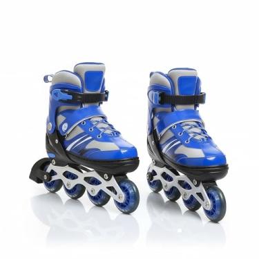 Imagem de Patins Inline Ajustável Adventure Radical com LED, Tamanhos P/M/G, Rosa (Azul, P)