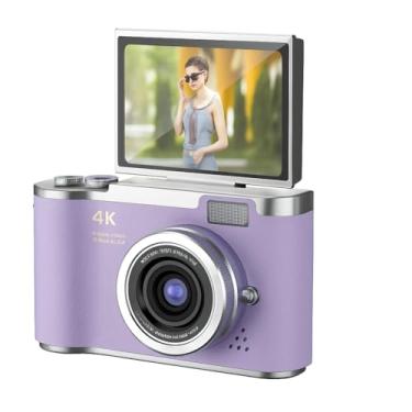 Imagem de Câmera Digital 4K HD Portátil com Tela Giratória Flip 3.0", Zoom 8X, Gravação de Vídeo e Foto, Webcam e Bateria Recarregável – Vlog e Estudo (roxo)