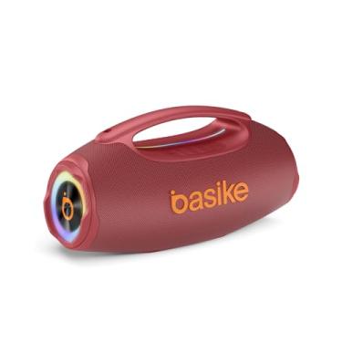 Imagem de Basike Caixa de Som Bluetooth Portátil 80W RMS (Pico 120W), TWS Estéreo, Modos EQ, Luzes RGB, IPX6 Resistente à Água, Bateria 8000mAh, para Home Theater, Festa e Uso Externo – Vermelho