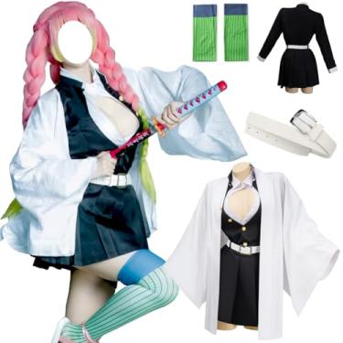 Imagem de JMOBEU Kanroji Mitsuri Cosplay Fantasia Kanroji Cosplay Vestido Uniforme Traje Halloween Para Mulheres (Kanroji925/L)