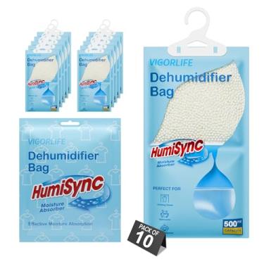 Imagem de Desumidificadores, absorventes de umidade, pacote com 10, sacos absorventes de umidade suspensos para seu banheiro, armário, cozinha, azul
