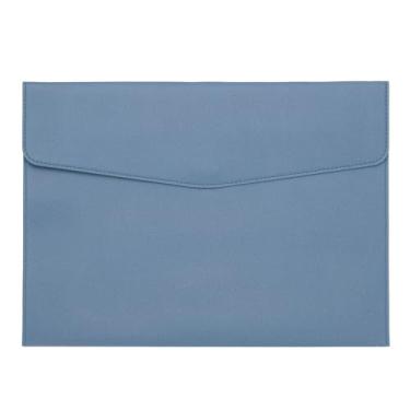 Imagem de PATIKIL Pasta de arquivo A4 de couro PU, organizador de documentos, pasta de envelope com fecho de pressão para recibo de carta estilo 2, azul