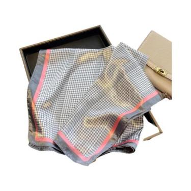 Imagem de Lenço Quadrado De Seda Feminino 60X60CM Design Luxuoso Protetor Solar 