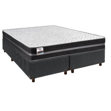 Imagem de Cama Box Cinza Queen + Colchão Molas Ultralastic - Inducol