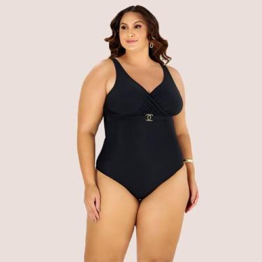 Imagem de Maio Praia Modelador Banho De Mar Zero Barriga Plus Size, Preto, 50