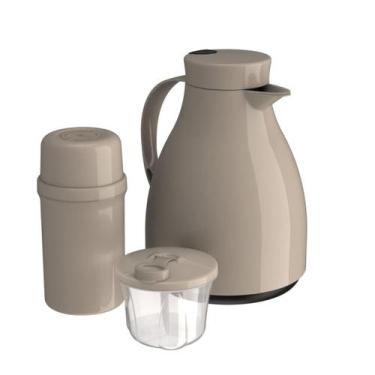 Imagem de Kit Unibaby 3 Peças Garrafa Térmica Dosador Bebê Unitermi, Bege