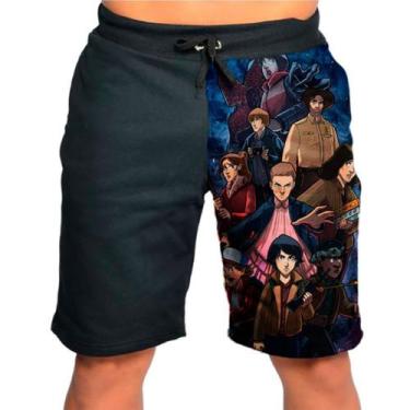 Imagem de Bermuda Short Calção Desenho Fanart Stranger Things - smoke, Preto, GG