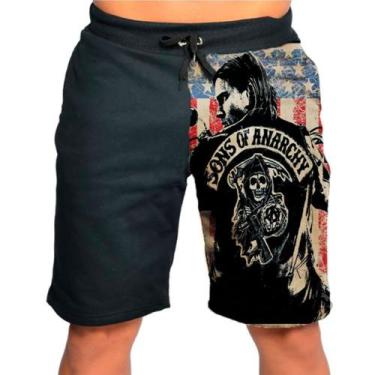 Imagem de Bermuda Short Calção Sons Of Anarchy Filhos Da Anarquia - smoke, Preto