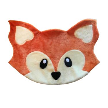 Imagem de Tapete Pelúcia Raposa 1,10m x 75cm Decorativo Quarto Infantil Base Emborrachado - Laranja