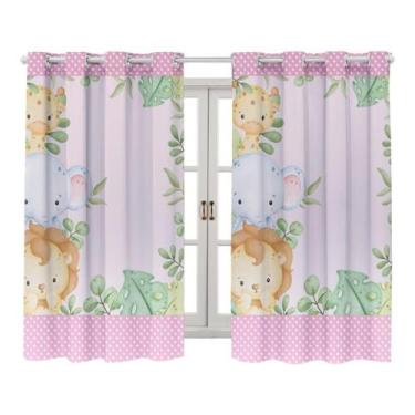 Imagem de Cortina Estampada Quarto Infantil Safari 200X150 - Vitro Enxovais