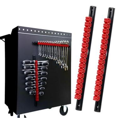 Imagem de CENFORGE Organizador de chave de fenda magnética, 2 peças, suporte de chave de fenda magnético, organizador de chave de fenda para gaveta de caixa de ferramentas (32 compartimentos, trilho de alumínio