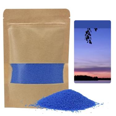 Imagem de Vela perfumada areia 100 g com 50 algodão e 2 mechas de madeira contas de cera de vela perolada, recarregável Cera para Velas Aromáticas para fabricação de velas (azul)