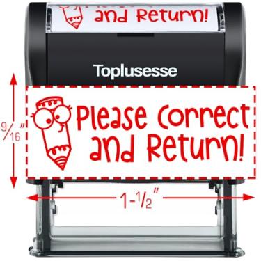 Imagem de Corrija e devolva carimbos de professores com autotinta correta e devolva o carimbo de mensagem encorajador suprimentos para professores tinta vermelha