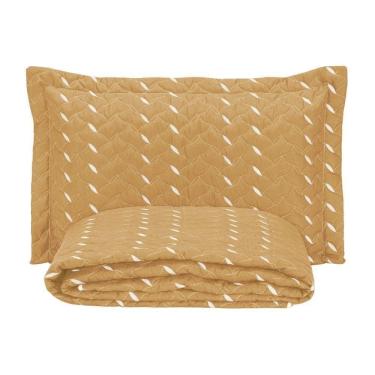 Imagem de Cobre Leito Bordado 400 Fios Heitor Solteiro 100% Poliéster - Amarelo