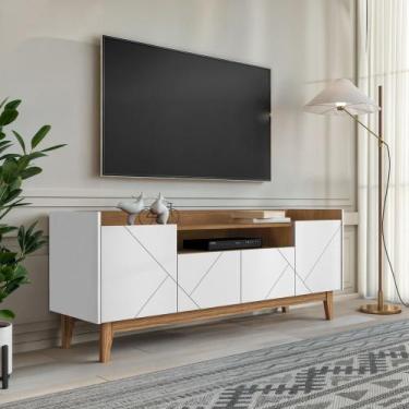 Imagem de Rack para TV até 65 Polegadas 4 Portas com Pés de Madeira Maciça Adria