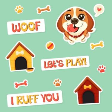 Imagem de Adesivo de Animais Para Quarto Infantil Decorativo Kawaii com Cachorrinho e Casinha 40x40cm