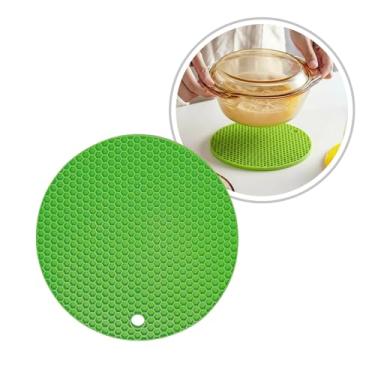 Imagem de Descanso de Panela Silicone Suporte Apoio Protetor Mesa Redondo Silicone Flexível 17cm (Verde, 1 Peça)