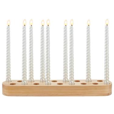 Imagem de PH PandaHall Castiçal de madeira de pinheiro para mesa central, castiçais longos de 39,9 cm, castiçais de casa de fazenda, para Natal, Ação de Graças, festa de aniversário, decoração de casa, 1 peça