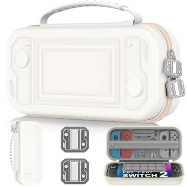 Imagem de Switch 2 Carrying Case with Protective Hard Shell, 24 Game Card Slots, Mesh Pocket Compatible with Nintendo Switch 2 (2025)/Switch/OLED Accessories, White