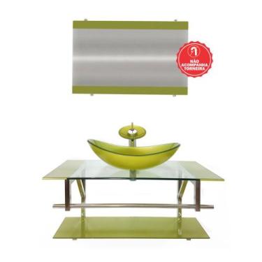 Imagem de Gabinete de Vidro 90cm para Banheiro Romênia - EKASA, Verde Oliva