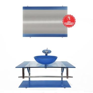 Imagem de Gabinete de Vidro 90cm para Banheiro Itália - EKASA, Azul Escuro