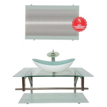 Imagem de Gabinete de Vidro 90cm para Banheiro Romênia - EKASA, Branco