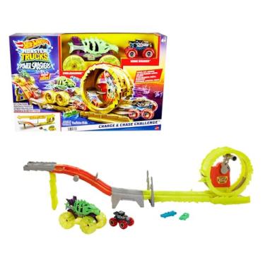 Imagem de Hot Wheels Monster Trucks, Pista de Brinquedo Arena Energia de Demolição: Recarregue energia e destrua! Para crianças a partir de 4 anos