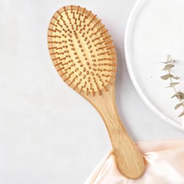 Imagem de Escova de almofada de ar – Escova de cabelo de bambu ventilada 2 em 1, escova de cabelo de madeira, massagem e desembaraçamento do couro cabeludo