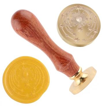 Imagem de Carimbo de lacre de cera de Natal carimbo de vedação de floco de neve latão e uma alça de madeira carimbos cabeça para cartões de natal convites de festa carta envelope cartões de felicitações