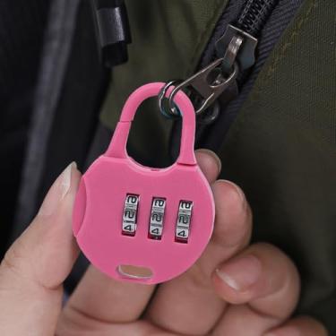 Imagem de Código de combinação de números, cadeado para bagagem, cadeado, bolsa com zíper, mochila, gaveta, armário, ferramentas anti-roubo, 3,5 x 5 x 1,2 cm (rosa)