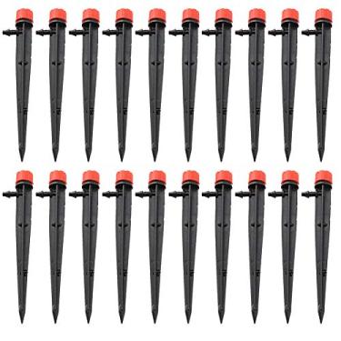 Imagem de Micro irrigação por gotejamento ajustável, 20 peças, ferramenta de irrigação de gotejador de jardim com saída de água para gramado, plantas, legumes, feita de material plástico durável