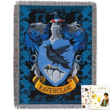 Imagem de Harry Potter Conjunto de arte de parede de tapeçaria - Pacote com 122 cm x 152 cm Hogwarts Ravenclaw decoração de quarto pôsteres mais adesivos, mais decorações de sala de corvinal e decoração de casa