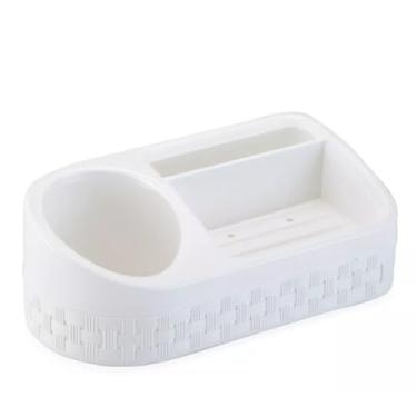 Imagem de Porta Detergente Esponja Bucha Sabão Organizador Pia Cozinha Suporte (BRANCO)