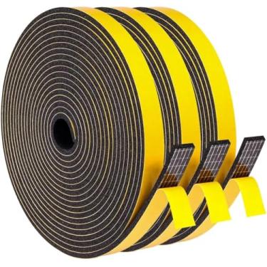 Imagem de Fita de vedação de espuma autoadesiva forte, fita de vedação de espuma para portas e janelas, tiras de isolamento à prova de intempéries à prova de som, tira de vedação AC, anticolisão, antiinsetos (1