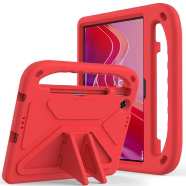 Imagem de Capa para Lenovo Tab 10.1 2025, leve, à prova de choque, com alça de ombro, capa infantil para Lenovo Tab 25.7 cm (TB311XU / TB311FU) (vermelha)