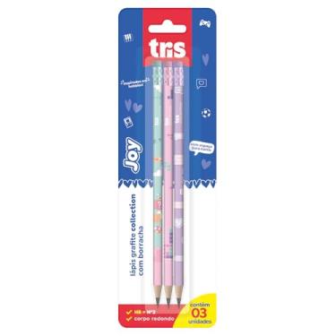 Imagem de Lapis Grafite Tris Collection Joy Com Borracha Cartela 3 Unidades