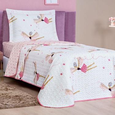Imagem de Colcha Solteiro Bouti Kids Dupla Face Estampado 2 Peças Bailarina