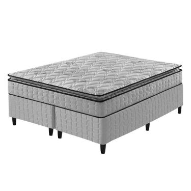 Imagem de Cama Box Queen + Colchão Ortopedico Espuma D33 Hanover Cinza