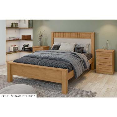 Imagem de Cama De Casal Athenas Amendoa/Off White - Lopas