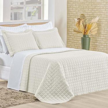 Imagem de Cobre Leito Casal Padrão Montreal Algodão 150 Fios 3 Peças - Marfim