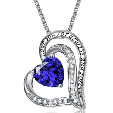 Imagem de Colares com pingente de cristal de pedra do mês de nascimento para mulheres, presente de aniversário dos namorados, dia das mães, colar de namorada, joia de coração de filha, aniversário para ela, ON