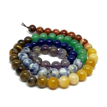 Imagem de Fio de Pedras Naturais 6mm Lapidadas para Pulseiras e Colares Contas para Artesanato e Bijuterias (7 Chakras)