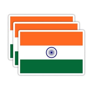 Imagem de (3 peças) Adesivos de bandeira da Índia, adesivos de bandeira dos países - Decalques de vinil à prova d'água para laptops, copos, garrafas de água, livros, álbuns de recortes, tamanho 7 x 5 cm