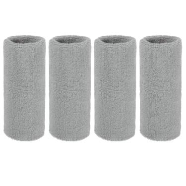 Imagem de YELARXI Pulseiras de suor, pulseiras para esportes de suor 15 x 7,6 cm e pacote com 4 e cinza claro - adequado para (tênis/basquetebol/futebol/corrida/malhar/homens e mulheres)