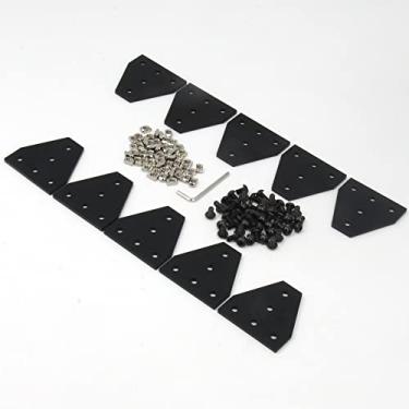 Imagem de Zeberoxyz 10 peças/kit placa de suporte de canto preta em forma de T com 50 parafusos e 50 peças de porcas T, placa de junta de 90 graus de 5 furos para moldura de impressora 3D de perfil de alumínio