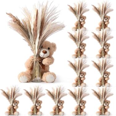 Imagem de Canlierr 12 conjuntos de 196 peças de centro de mesa de chá de bebê decoração de mesa de chá de bebê com vaso de pelúcia de urso pampas secos para decoração de festa boho, casamento, revelação de